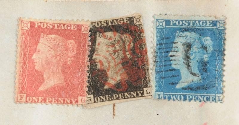 Appraisal: A RARE ASSEMBLAGE OF THE WORLD'S FIRST THREE POSTAGE STAMPS