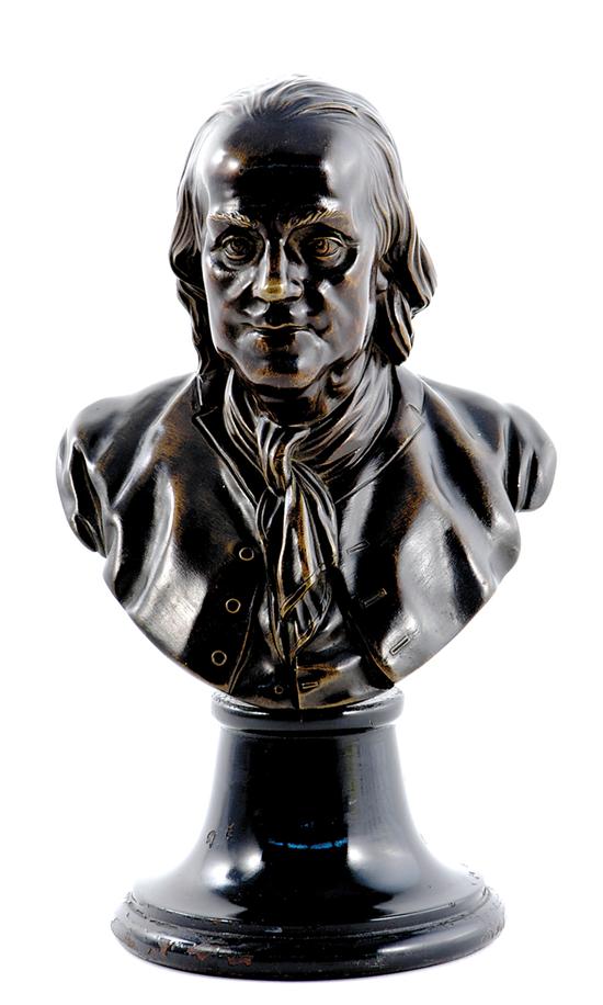 Appraisal: American school late th century BUST OF BENJAMIN FRANKLIN bronze