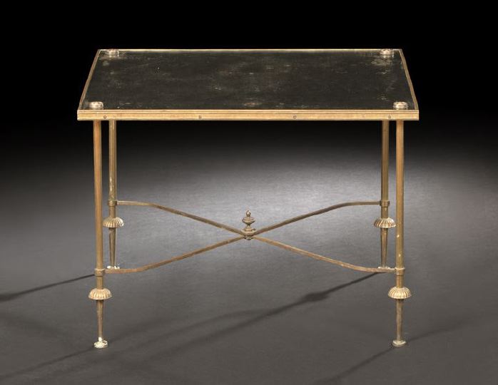 Appraisal: Directoire-Style Gilt-Metal End Table early th century the inset rectangular