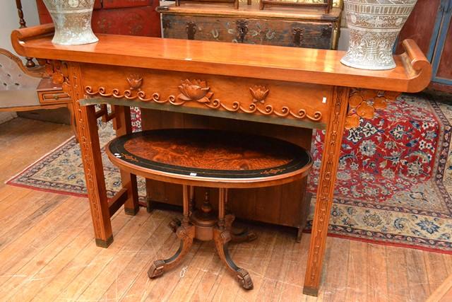 Appraisal: AN ORIENTAL ALTER TABLE WITH CARVED DETAIL