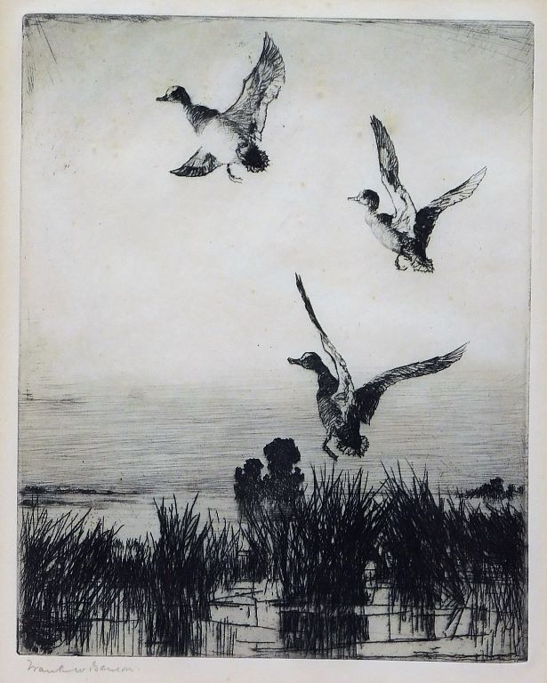 Appraisal: Frank Weston Benson Wild Geese Etching Frank Weston Benson Massachusetts