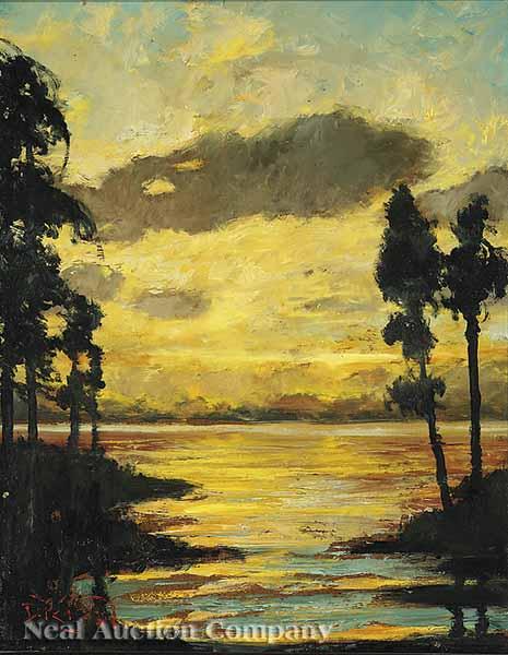 Appraisal: Dirk Van Driest American New Orleans - Golden Sunset Lake