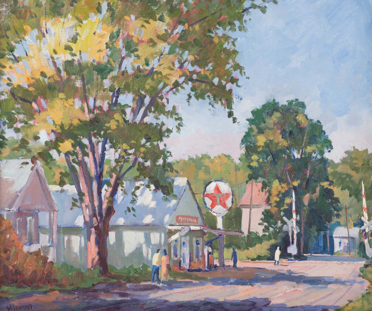 Appraisal: W Schmidt Along a Country Road oil on linen American