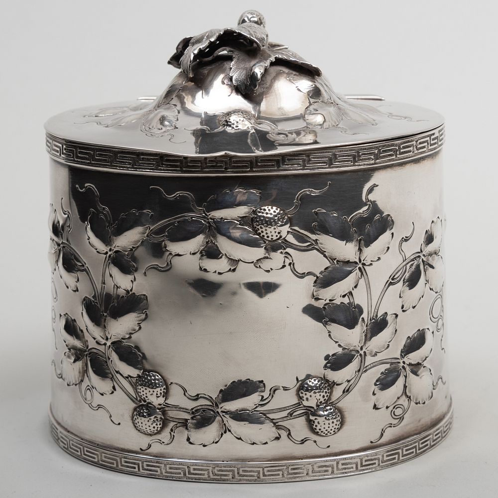 Appraisal: Jones Ball Co Coin Silver Oval Tea Caddy Marked 'Pure