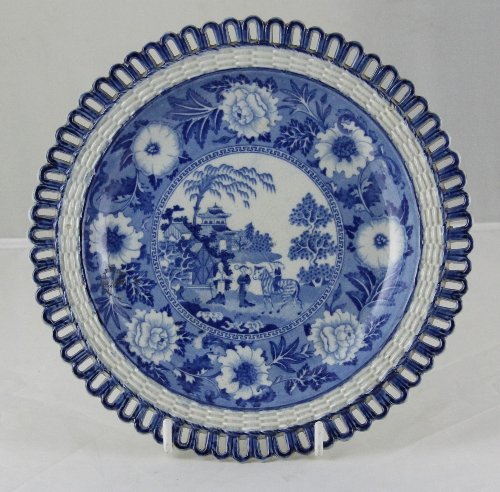 Appraisal: A Rogers blue and white plate with pierced border transfer