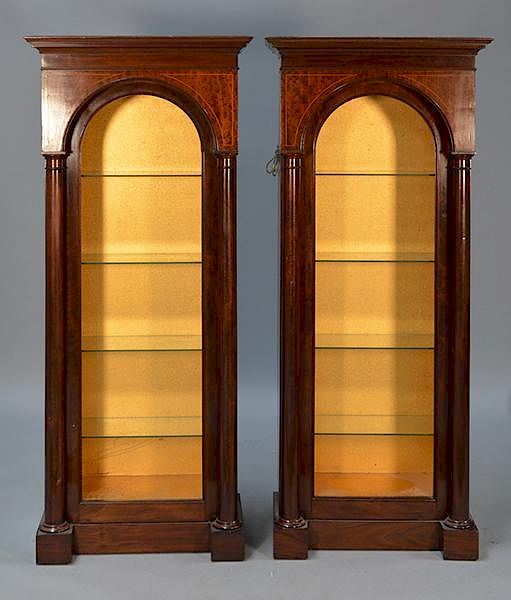 Appraisal: Pair of mahogany open display cabinets Pair of mahogany open