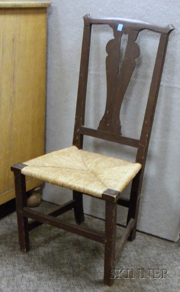 Appraisal: Country Chippendale Grain Painted Wooden Side Chair with Woven Rush