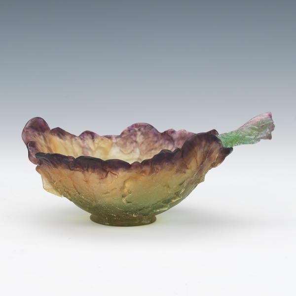 Appraisal: DAUM GLASS BOWL AND MATCHING SERVING SPOON x Amethyst to