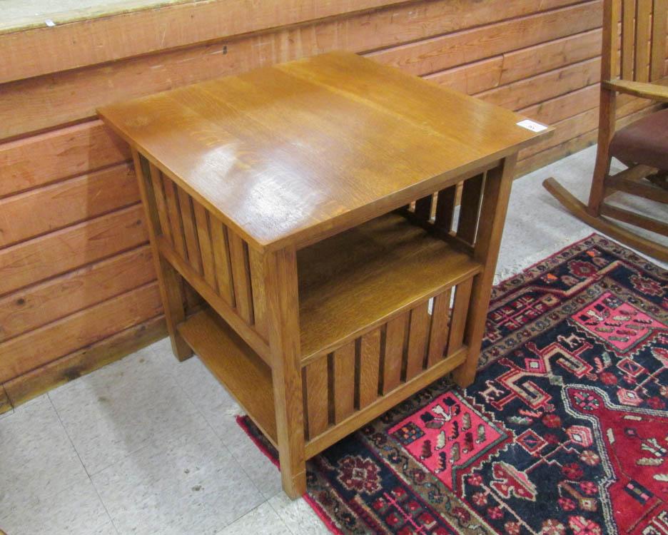 Appraisal: STICKLEY OAK BOOK TABLE L J G Stickley Manlius New