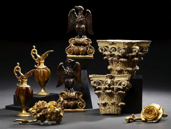 Appraisal: Diminutive Pair of French Gilt-Bronze-Mounted Drip-Glazed Pottery Garniture Ewers fourth