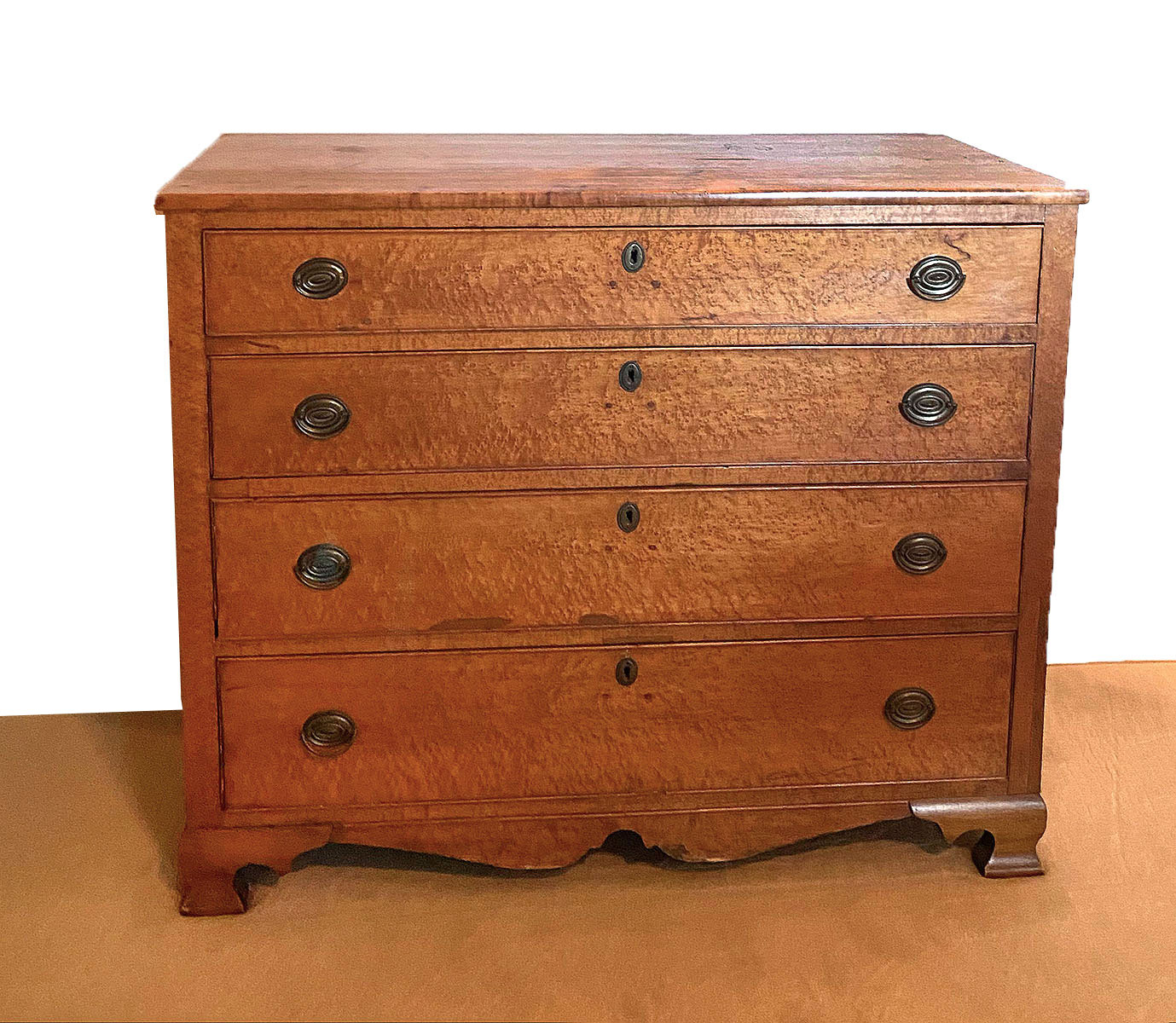 Appraisal: DRAWER BIRDS EYE MAPLE CHEST Having - graduated drawers with