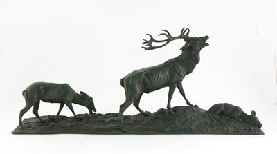 Appraisal: French School c A stag hind and fawn bronze green