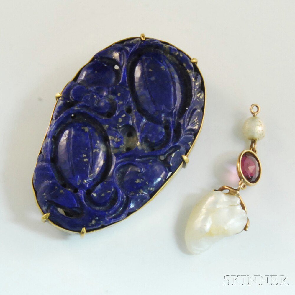 Appraisal: Two Jewelry Items a pendant designed as a grape cluster