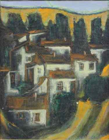 Appraisal: NOVOA Gustavo O C Village Landscape Signed lower right Gustavo