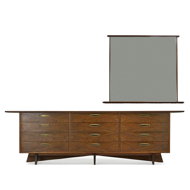 Appraisal: NAKASHIMA WIDDICOMB Origins cabinet and mirror Condition Report Three small