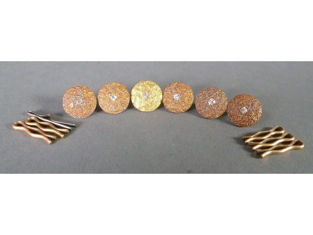 Appraisal: SET OF SIX ct TEXTURED GOLD CIRCULAR DRESS BUTTONS each