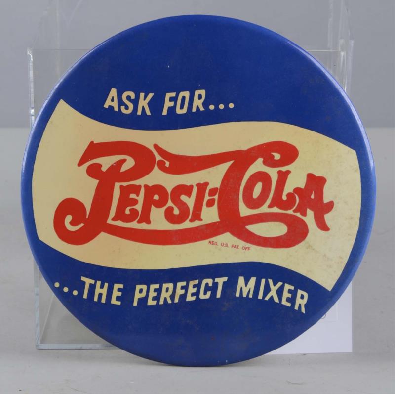 Appraisal: Pepsi-Cola Celluloid Soda Sign Pepsi-Cola single-sided celluloid sign with cardboard