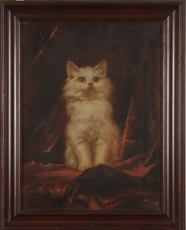 Appraisal: Portrait of a cat oil on canvas x SLL puncture