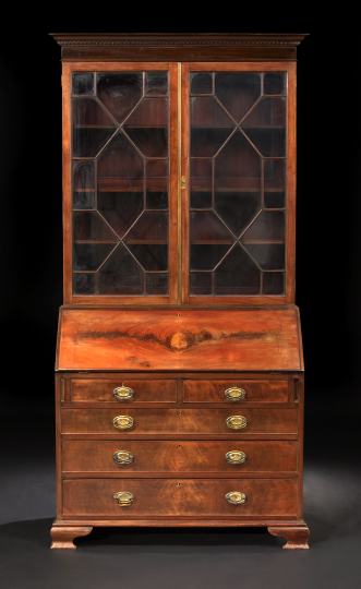 Appraisal: George III Mahogany Secretary Bookcase fourth quarter th century the