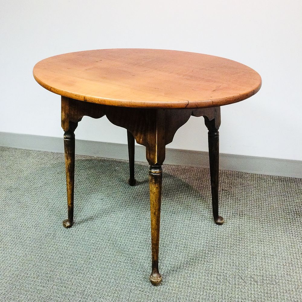 Appraisal: Queen Anne-style Maple Oval-top Tea Table Queen Anne-style Maple Oval-top