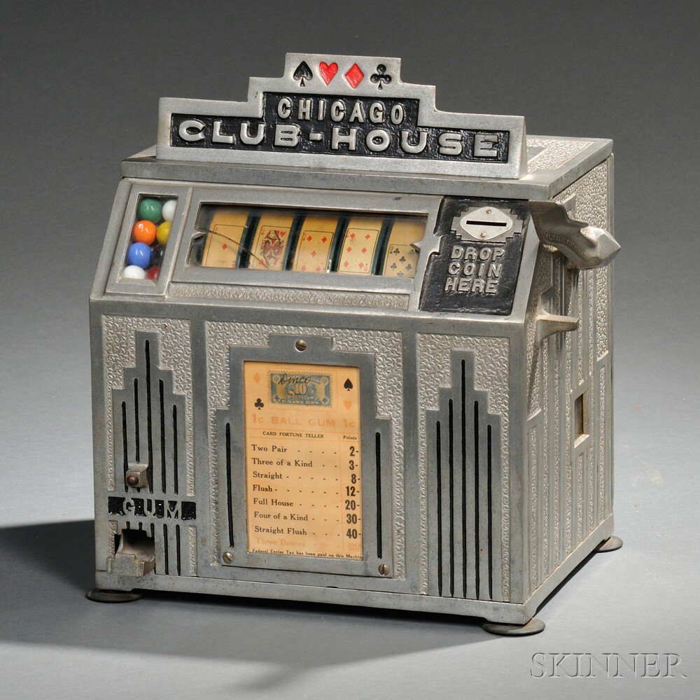 Appraisal: Chicago Club-House Coin-operated Slot Machine mid- th century the Art-deco