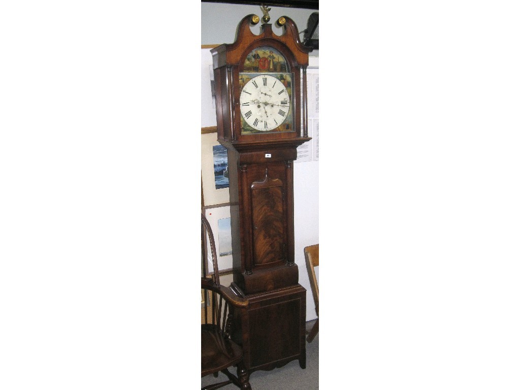 Appraisal: Mahogany longcase clock with painted dial by Charles Snedden Perth