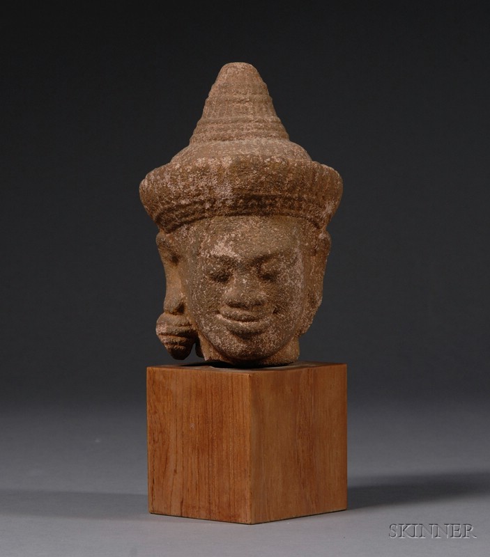 Appraisal: Red Sandstone Head Khmer th century ht in