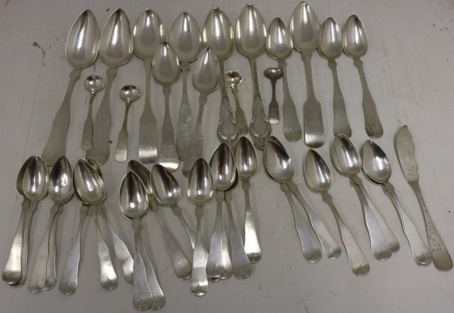 Appraisal: PIECES OF AMERICAN COIN SILVER FLATWARE TO LONG SERVING SPOONS