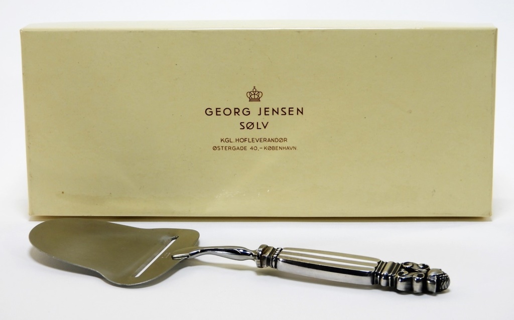 Appraisal: GEORG JENSEN ACORN STERLING SILVER CHEESE SLICER Denmark C Acorn