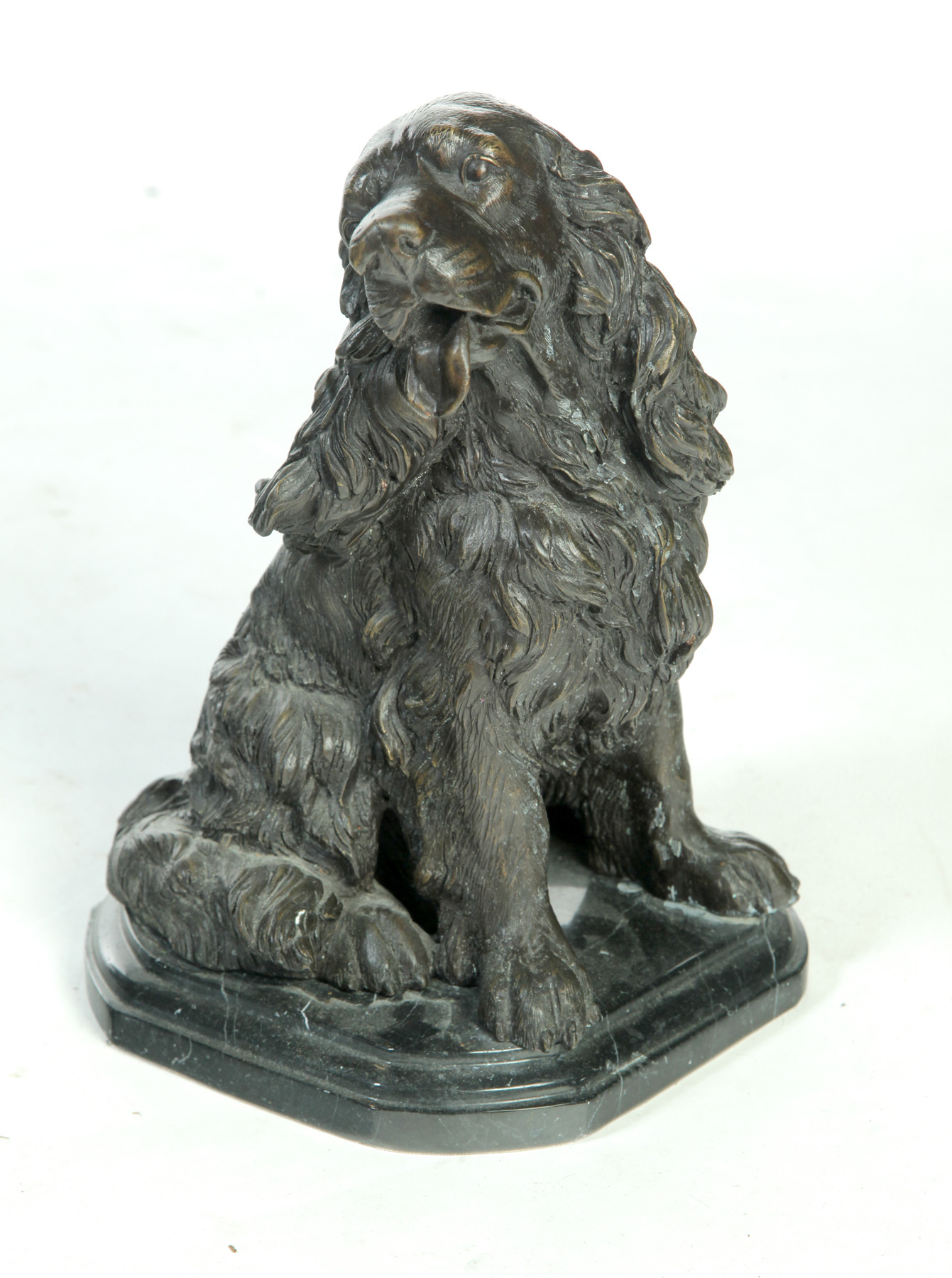 Appraisal: BRONZE DOG ON BLACK MARBLE BASE Fourth quarter- th century