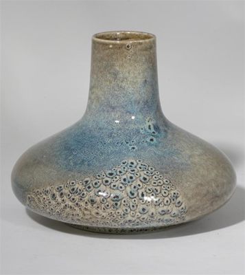 Appraisal: A Ruskin high-fired stoneware vase compressed form with silver grey