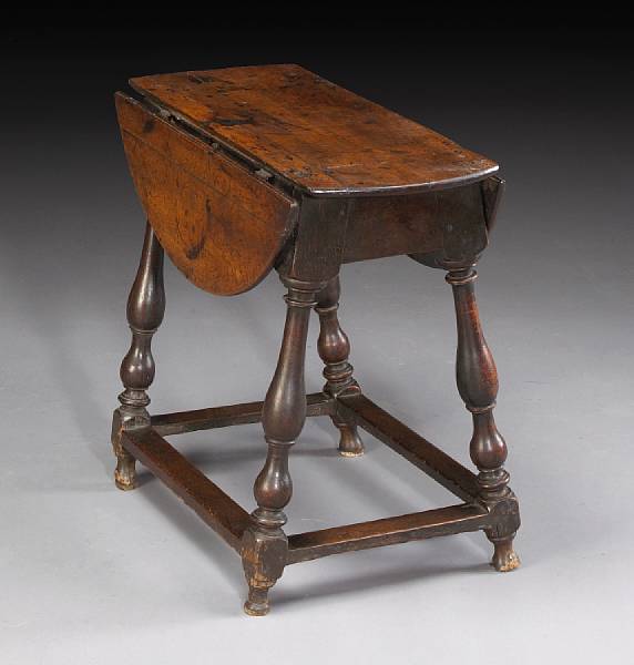 Appraisal: A William and Mary walnut drop leaf table late th