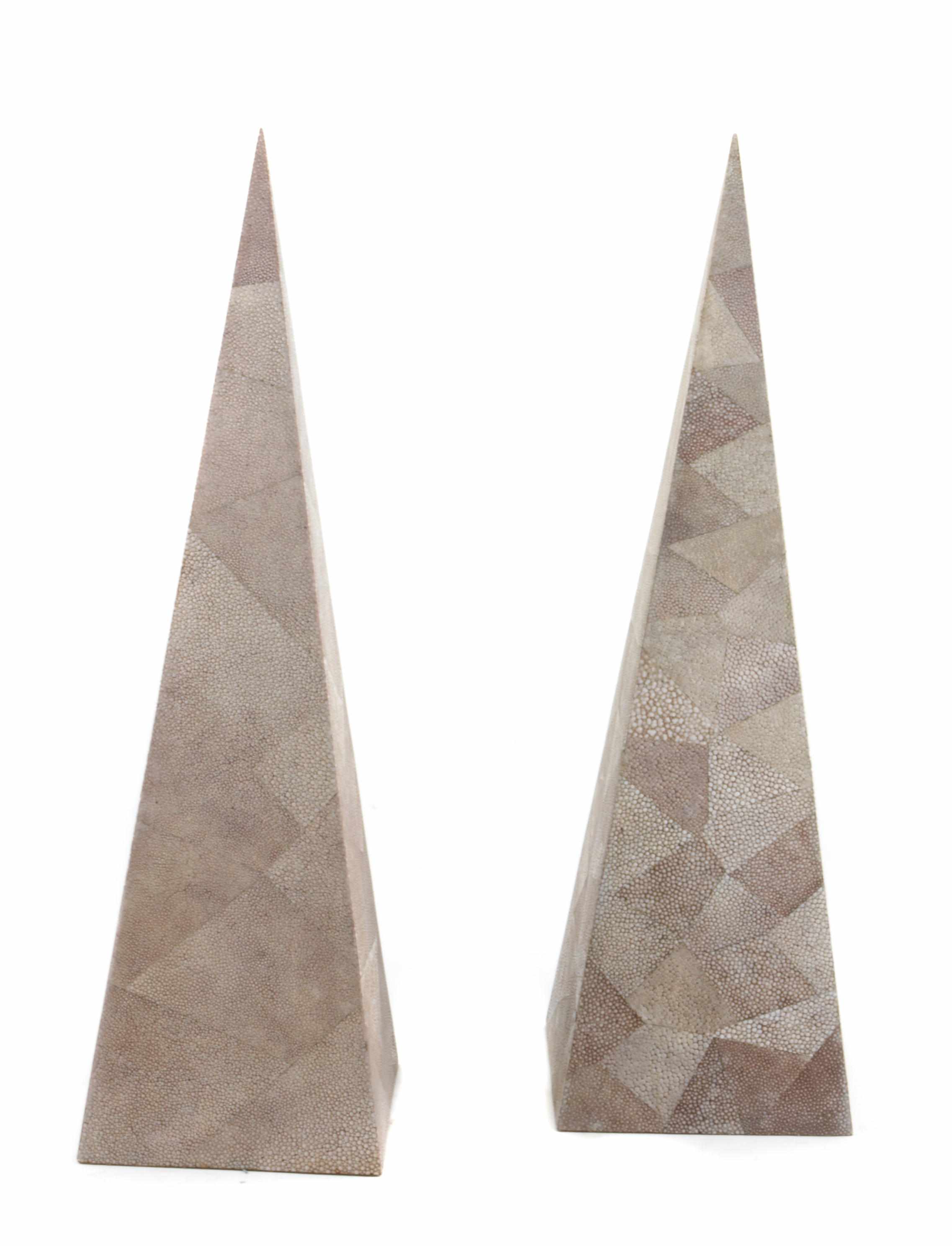 Appraisal: A pair of modern shagreen clad obelisks height in width