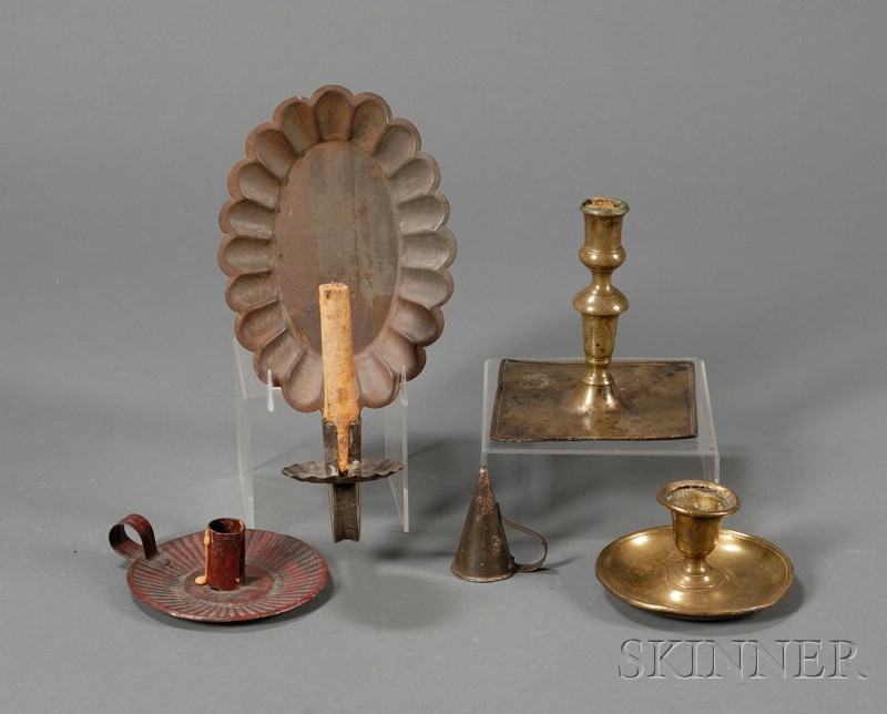 Appraisal: Five Metal Early Lighting Items th to th century a