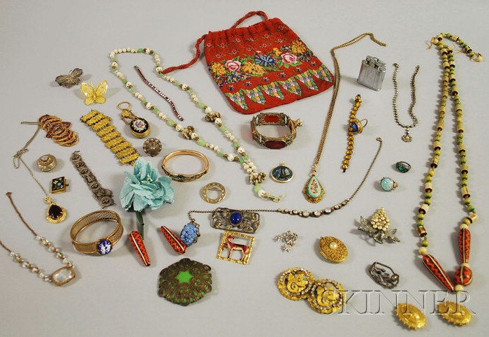 Appraisal: Beaded Purse and a Group of Assorted Costume Jewelry