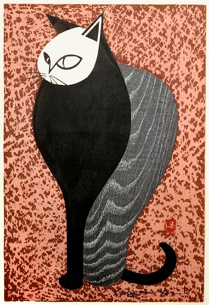 Appraisal: Kiyoshi Saito Japanese - Untitled Cat Untitled Siamese Cat Woodcuts