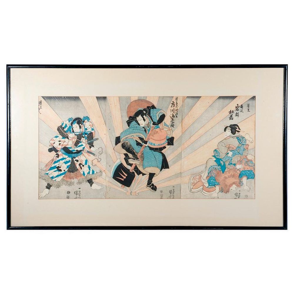 Appraisal: Utagawa Kuniyoshi - A th century Japanese woodblock triptych of