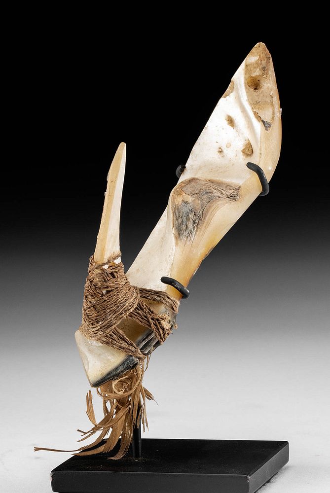 Appraisal: th C Micronesian Mother of Pearl Fish Hook w Sennit