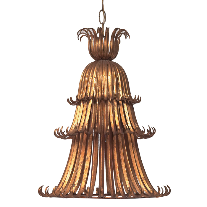 Appraisal: s gilt chandelier tiered form of narrow fronds that curl