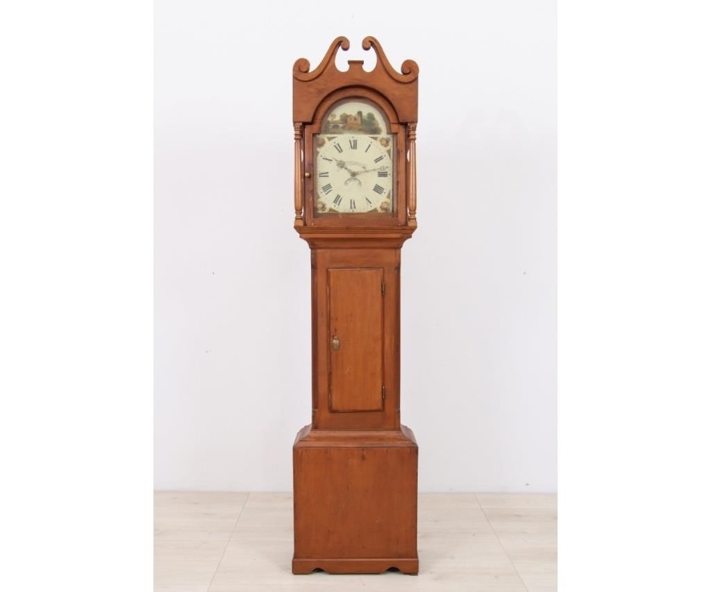 Appraisal: English pine Chippendale tall case clock with painted dial and