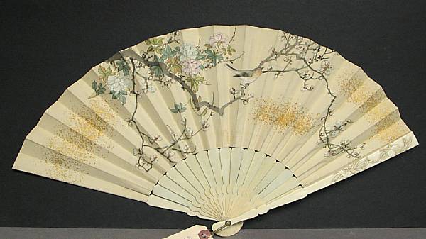 Appraisal: Property of various owners Meiji Period The fan-shaped paintings in