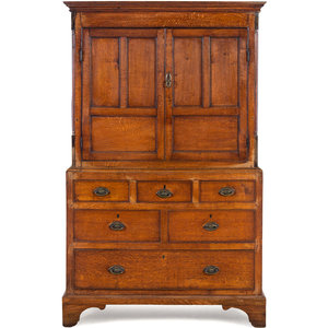 Appraisal: A George III Oak Cupboard th th Century Height x