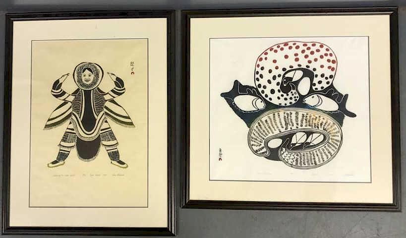 Appraisal: Two Inuit Prints Two Inuit prints one signed Dance of