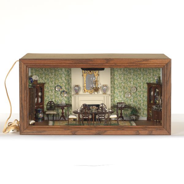 Appraisal: VINTAGE DOLL HOUSE FORMAL DINING ROOM SHADOW BOX x x