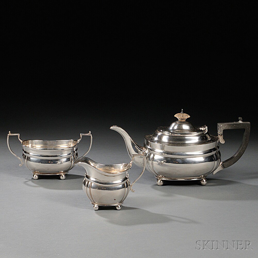 Appraisal: Three-piece George V Sterling Silver Tea Service London - C