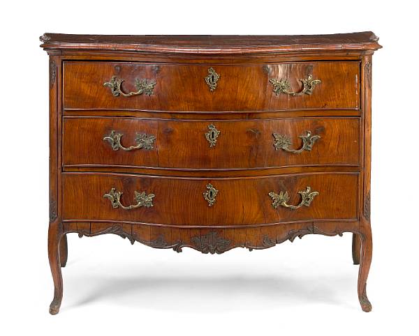 Appraisal: A Louis XV walnut commode mid th century The serpentine