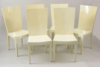 Appraisal: A Set of Parchment Lacquered Dining Chairs in the style