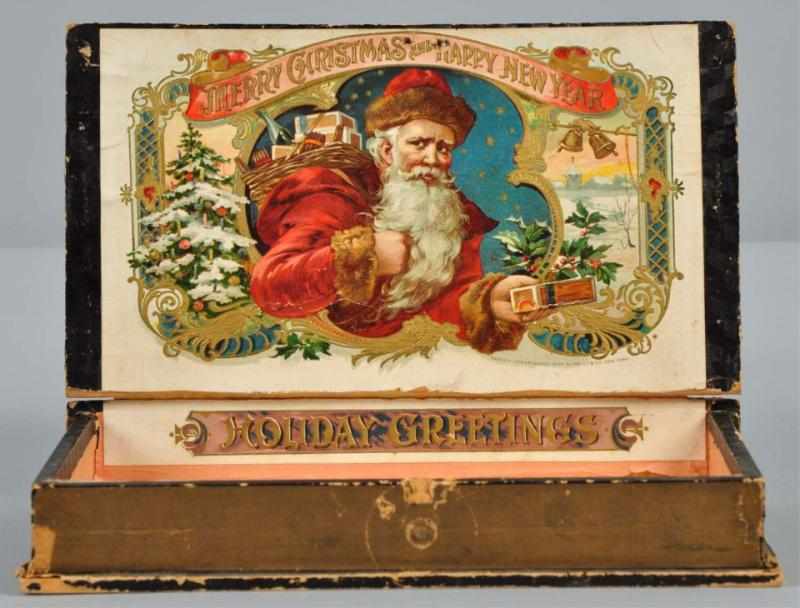 Appraisal: Merry Christmas Happy New Year Cigar Box Description Rare Features