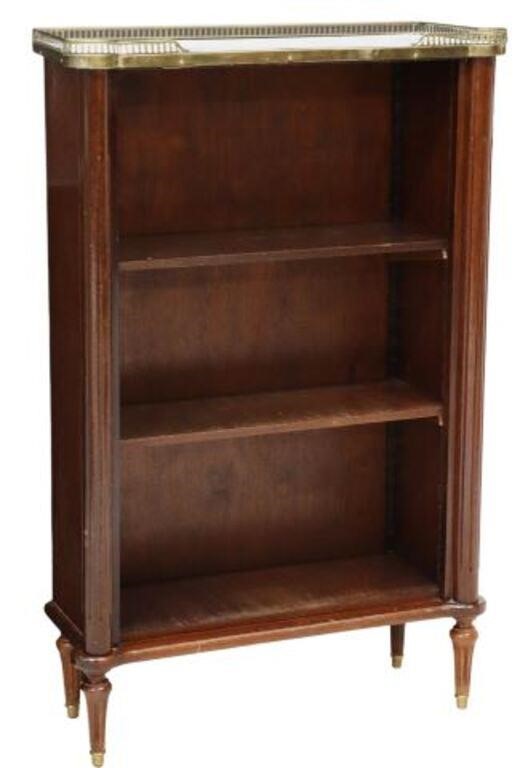 Appraisal: Petite French Louis XVI style mahogany bookcase th c pierced