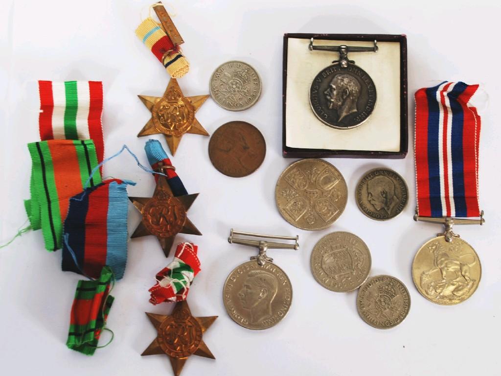 Appraisal: FIVE WORLD WAR II SERVICE MEDALS AND RIBBONS AWARDED TO